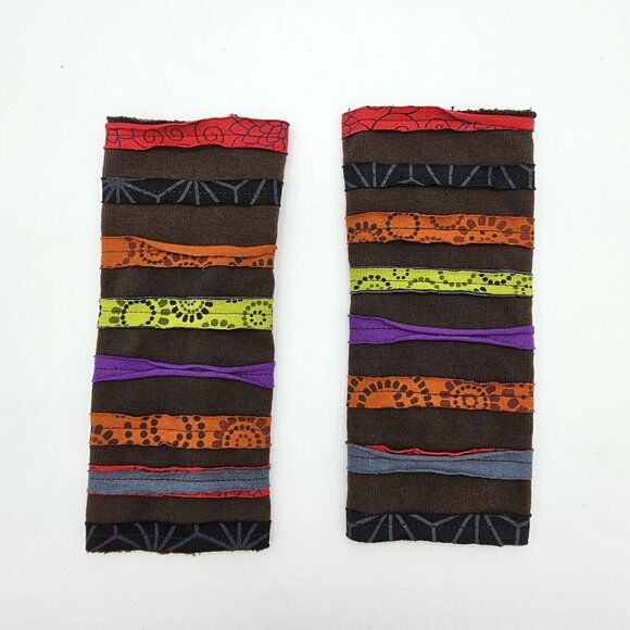 Handmade Patchwork Hobo Beanie Hat Arm Warmer Set Nepal Boho Retro Hippie Grunge